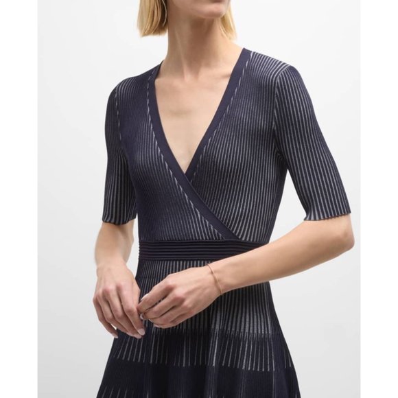 NEW SIMKHAI Nadya Compact Rib Wrap Skater Mini dress size M - Picture 2 of 9